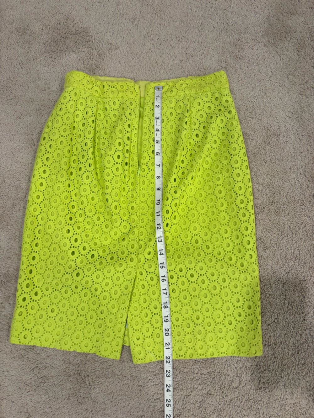 J.Crew No 2 chartreuse eyelit pencil skirt NWt 8 - Picture 9 of 9